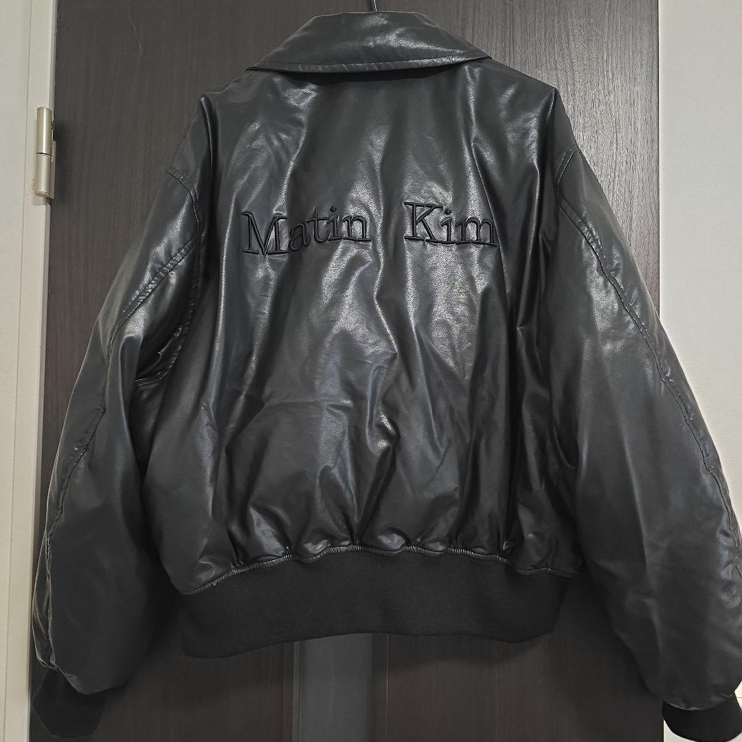 Matin Kim FAUX LEATHER DOWN JUMPER 黒　韓国