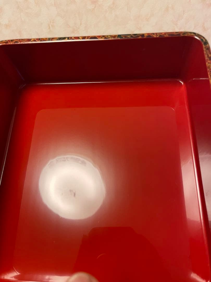 【未使用品】津軽塗 三段重 青森 唐塗 箱付 おせち お重