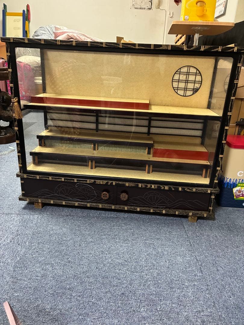 木目込み雛人形　十五人揃いの雛人形 ガラスケース付き