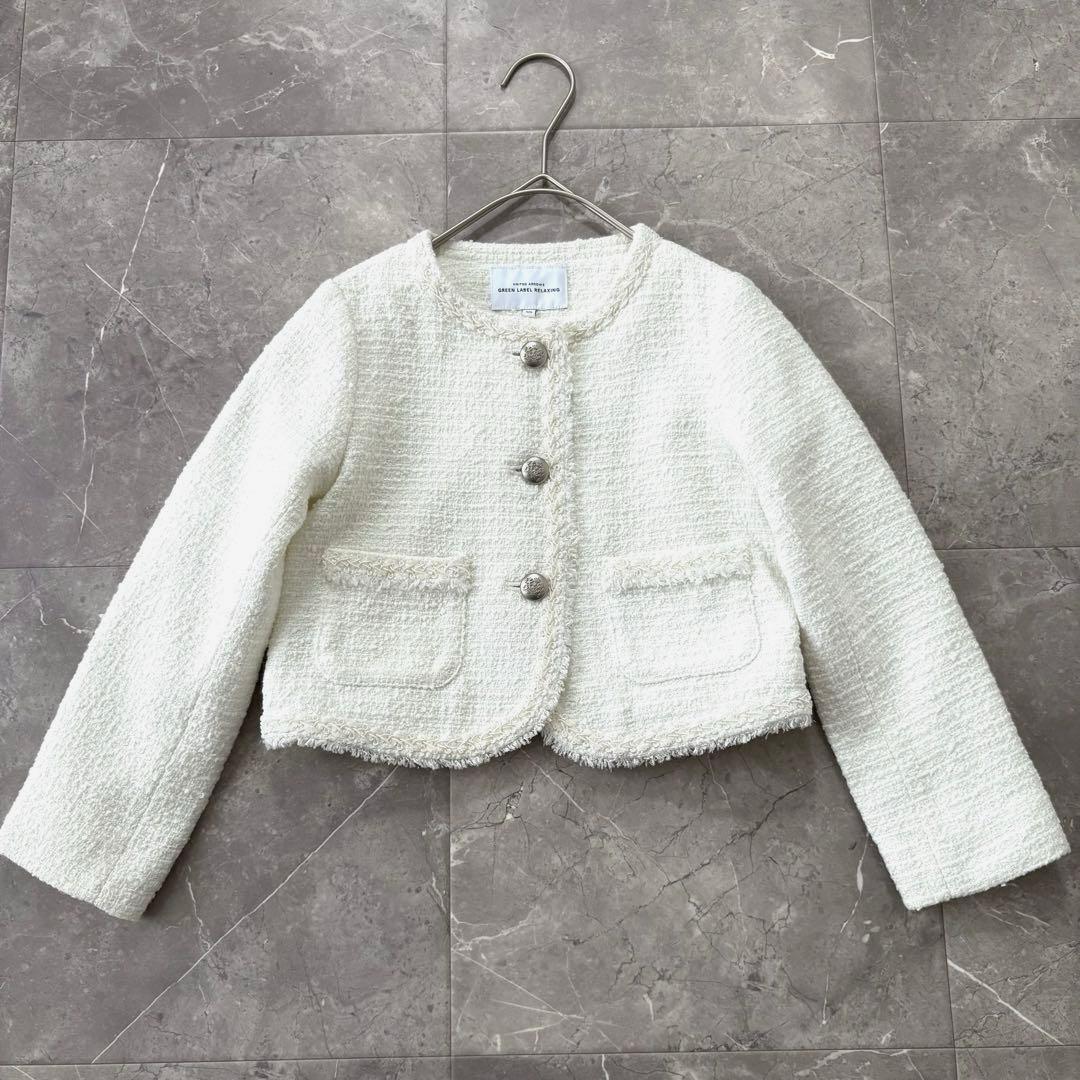 美品✨グリーンレーベルリラクシング 女の子 フォーマルスーツ 125 白/ピンク