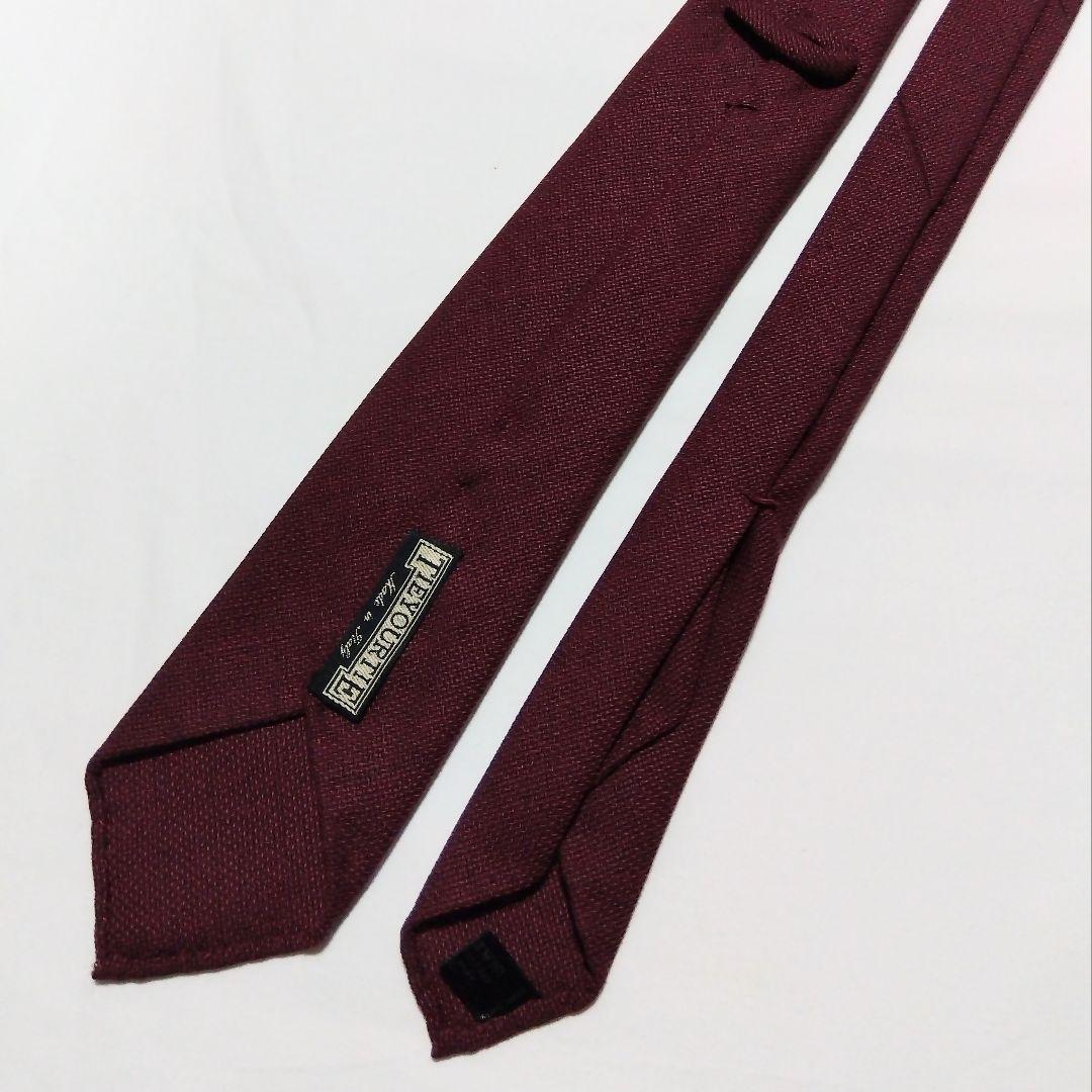 TIEYOURTIE セッテピエゲ ネクタイ ソリッドタイ ワインレッド ウール