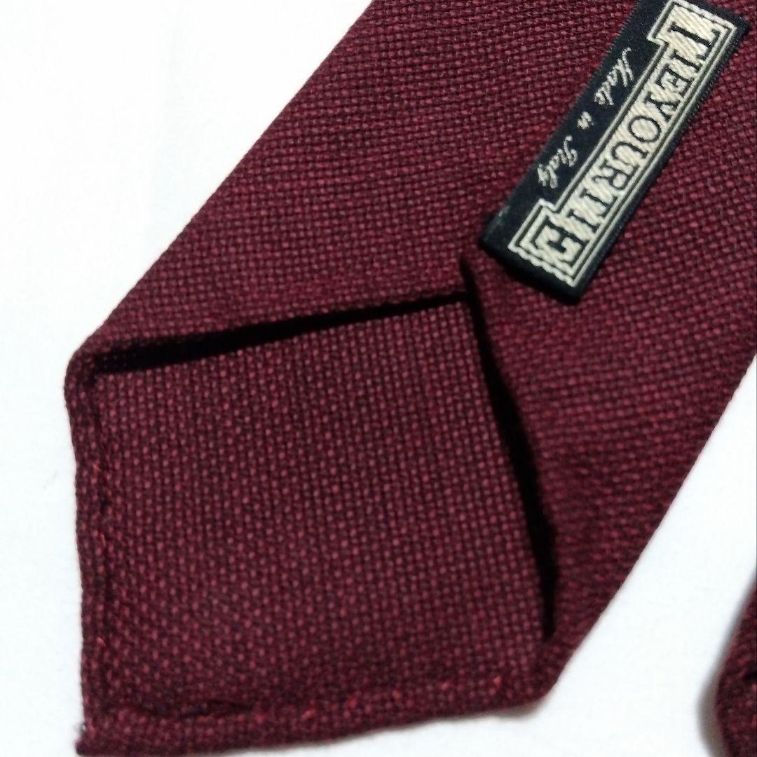 TIEYOURTIE セッテピエゲ ネクタイ ソリッドタイ ワインレッド ウール