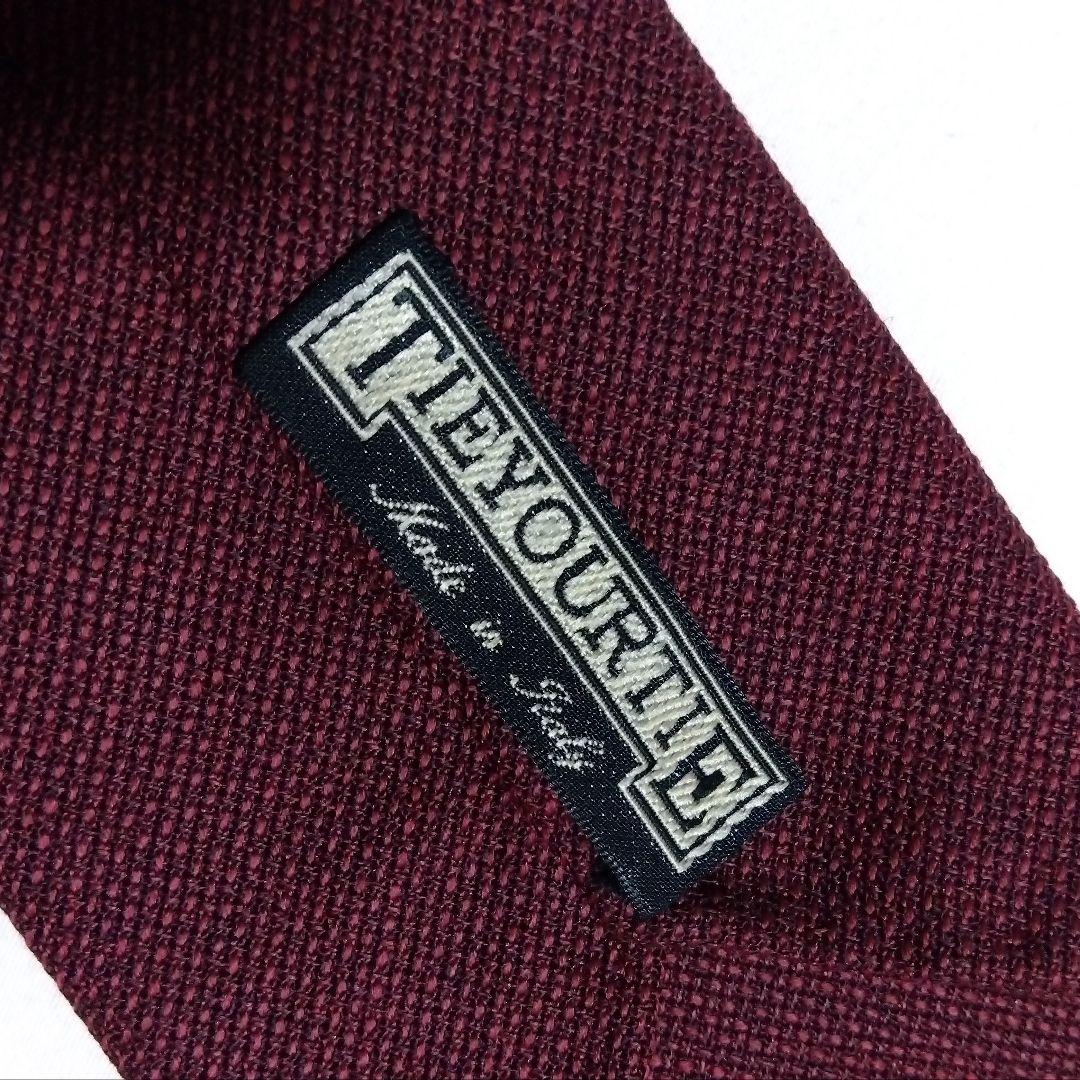 TIEYOURTIE セッテピエゲ ネクタイ ソリッドタイ ワインレッド ウール