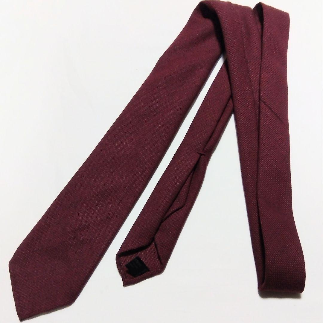 TIEYOURTIE セッテピエゲ ネクタイ ソリッドタイ ワインレッド ウール