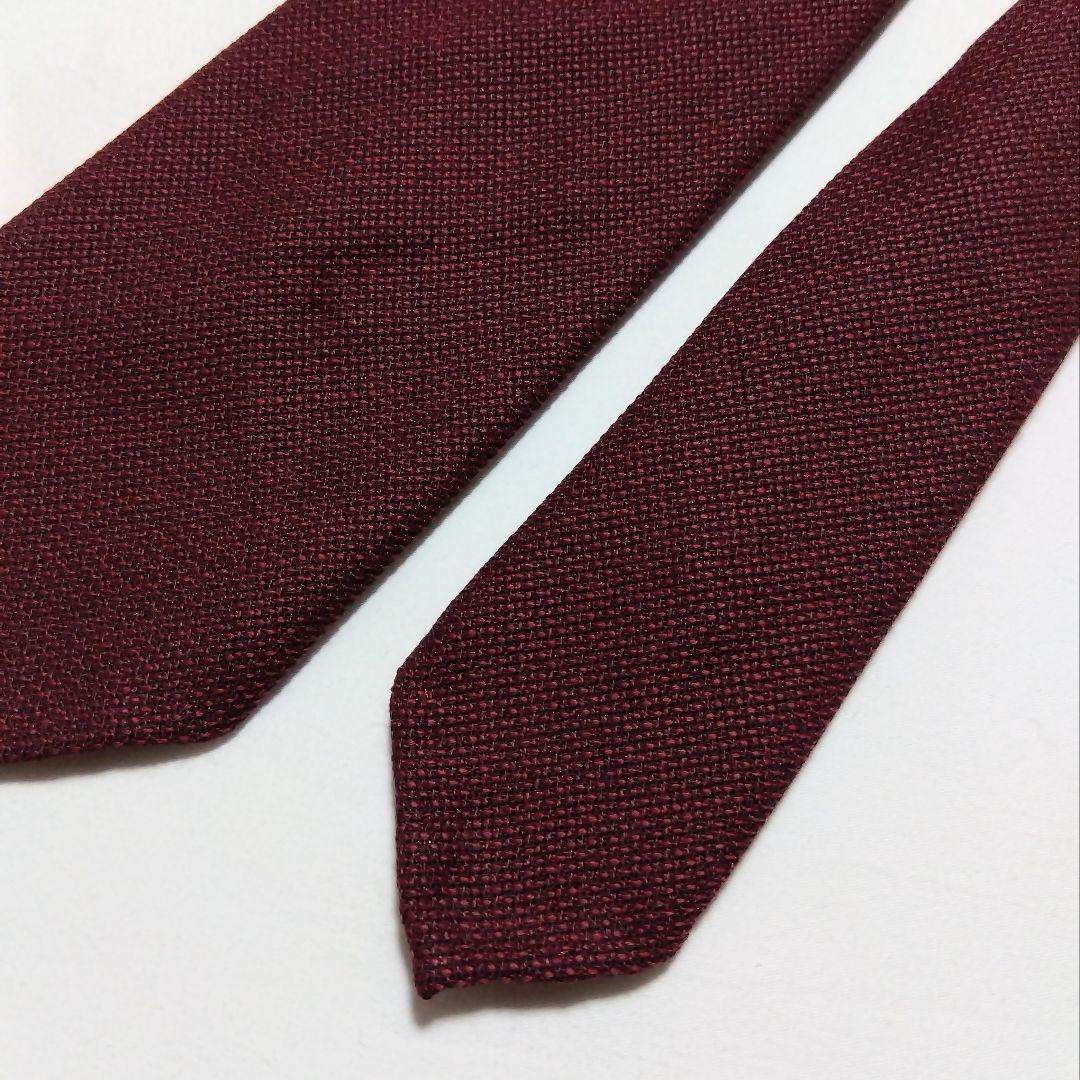TIEYOURTIE セッテピエゲ ネクタイ ソリッドタイ ワインレッド ウール