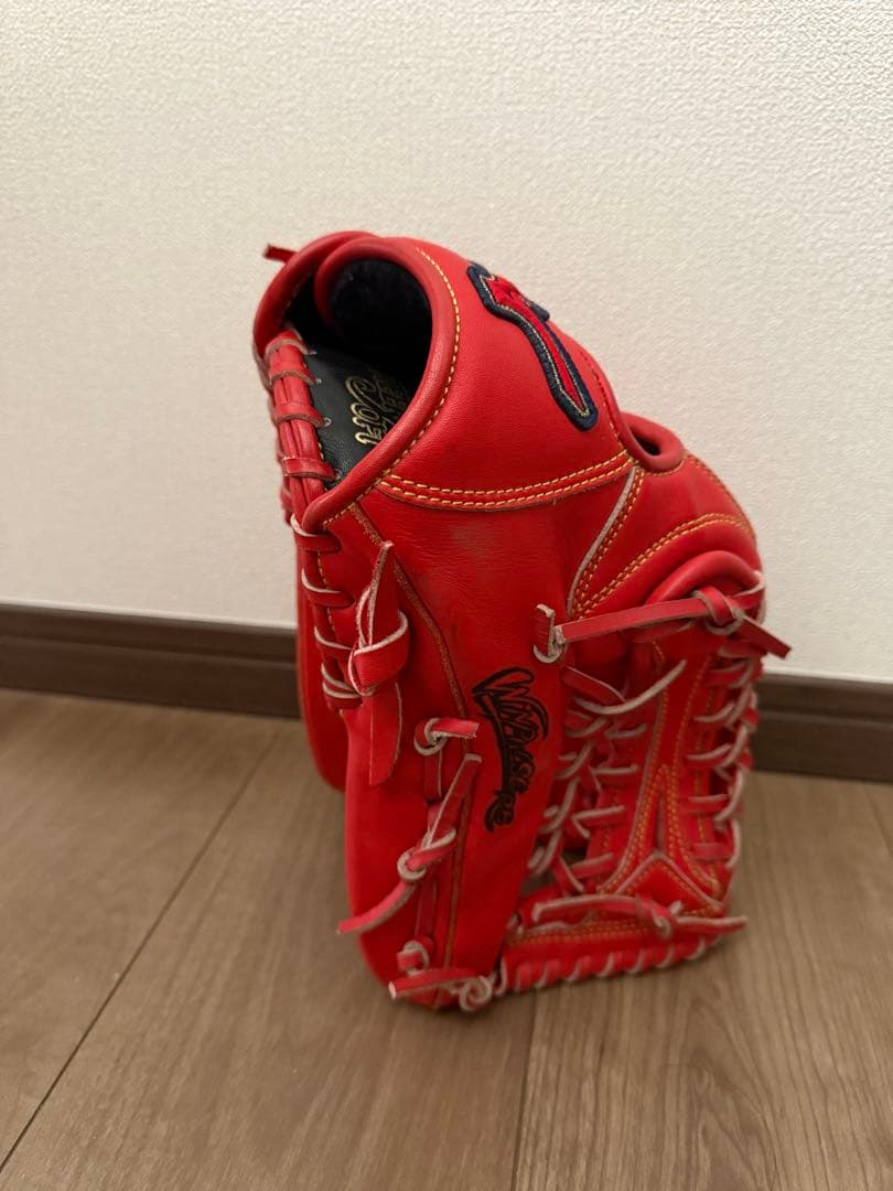 ミズノ 赤 軟式野球用グローブ
