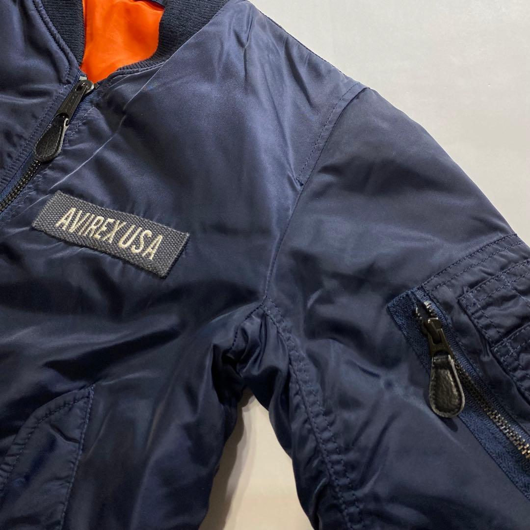 AVIREX アヴィレックス MA-1 フライト ネイビー ワッペン M 短丈