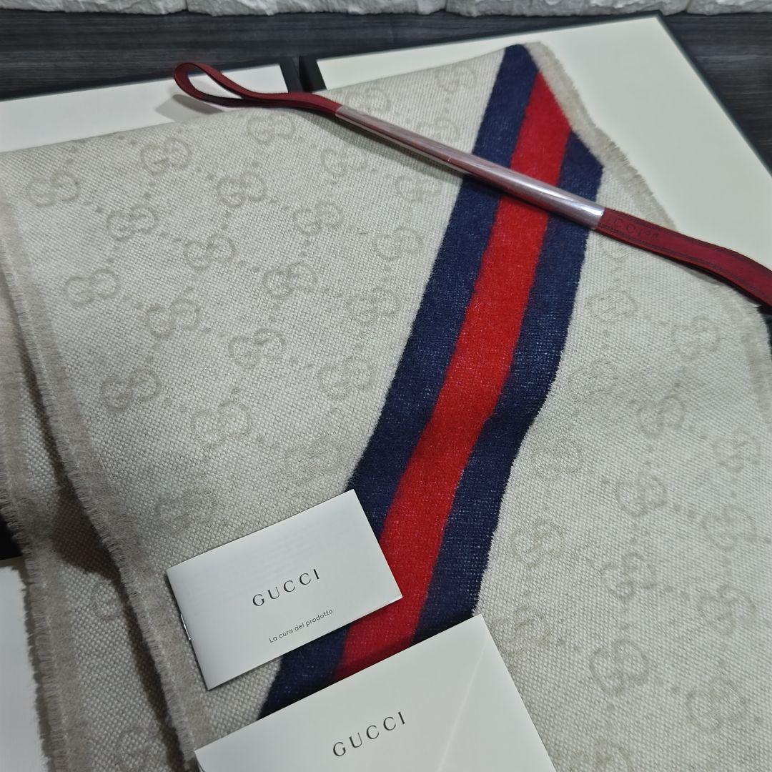 ❤美品箱付き❤GUCCI マフラー ストール ショール スカーフ❤ホワイト❤