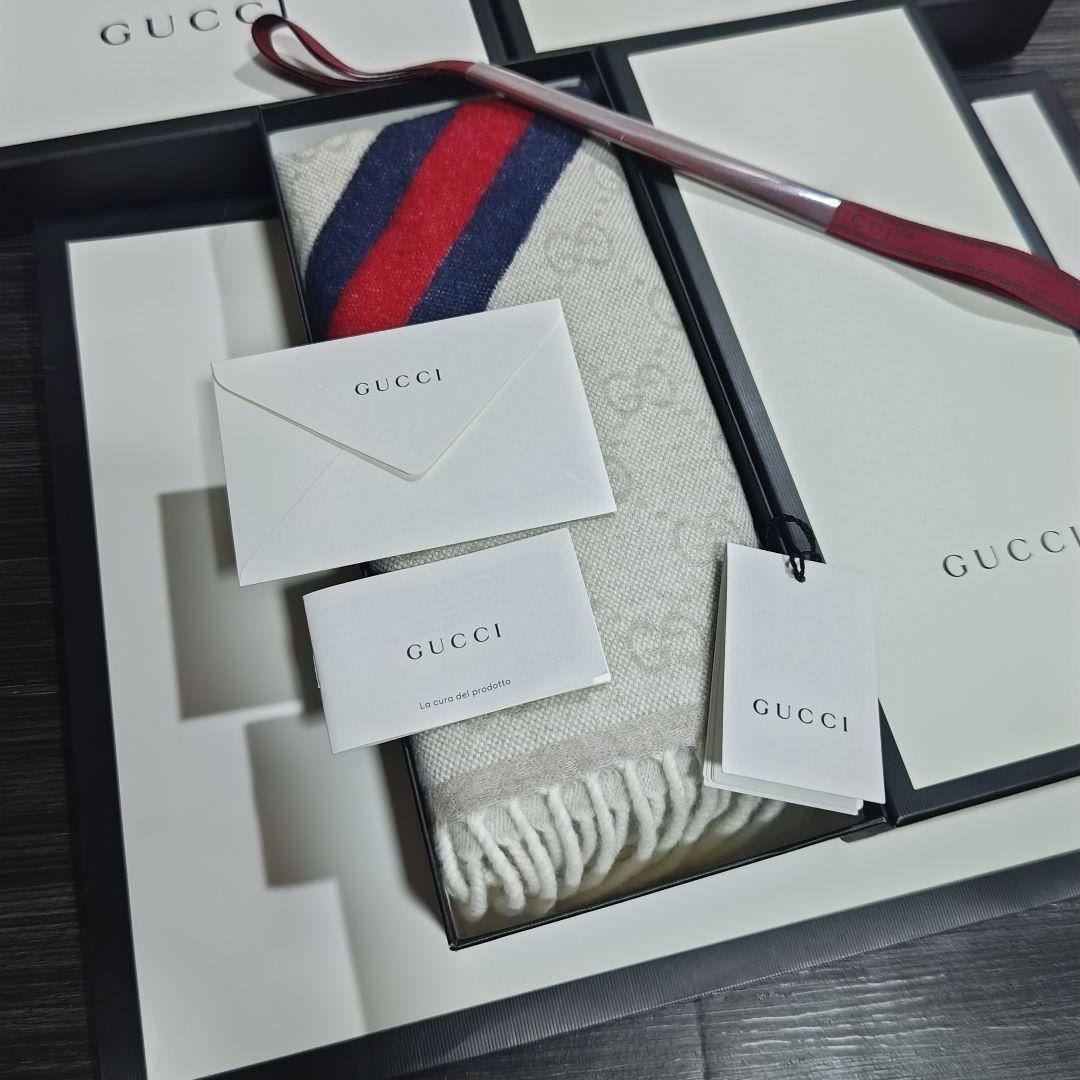 ❤美品箱付き❤GUCCI マフラー ストール ショール スカーフ❤ホワイト❤