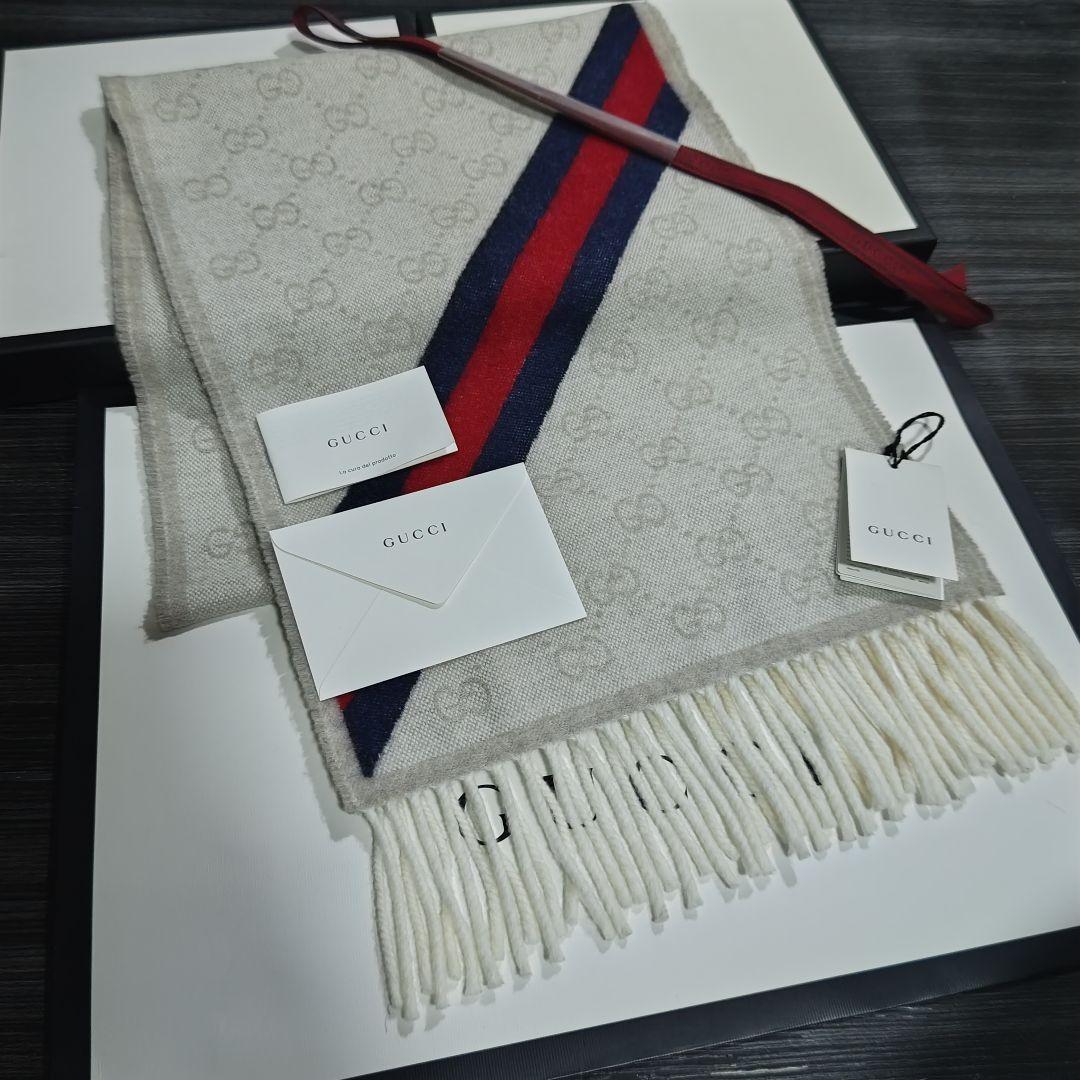 ❤美品箱付き❤GUCCI マフラー ストール ショール スカーフ❤ホワイト❤