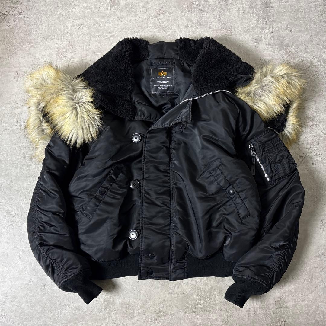ALPHA INDUSTRIES【L】N-2B フライトジャケット ブラック 黒