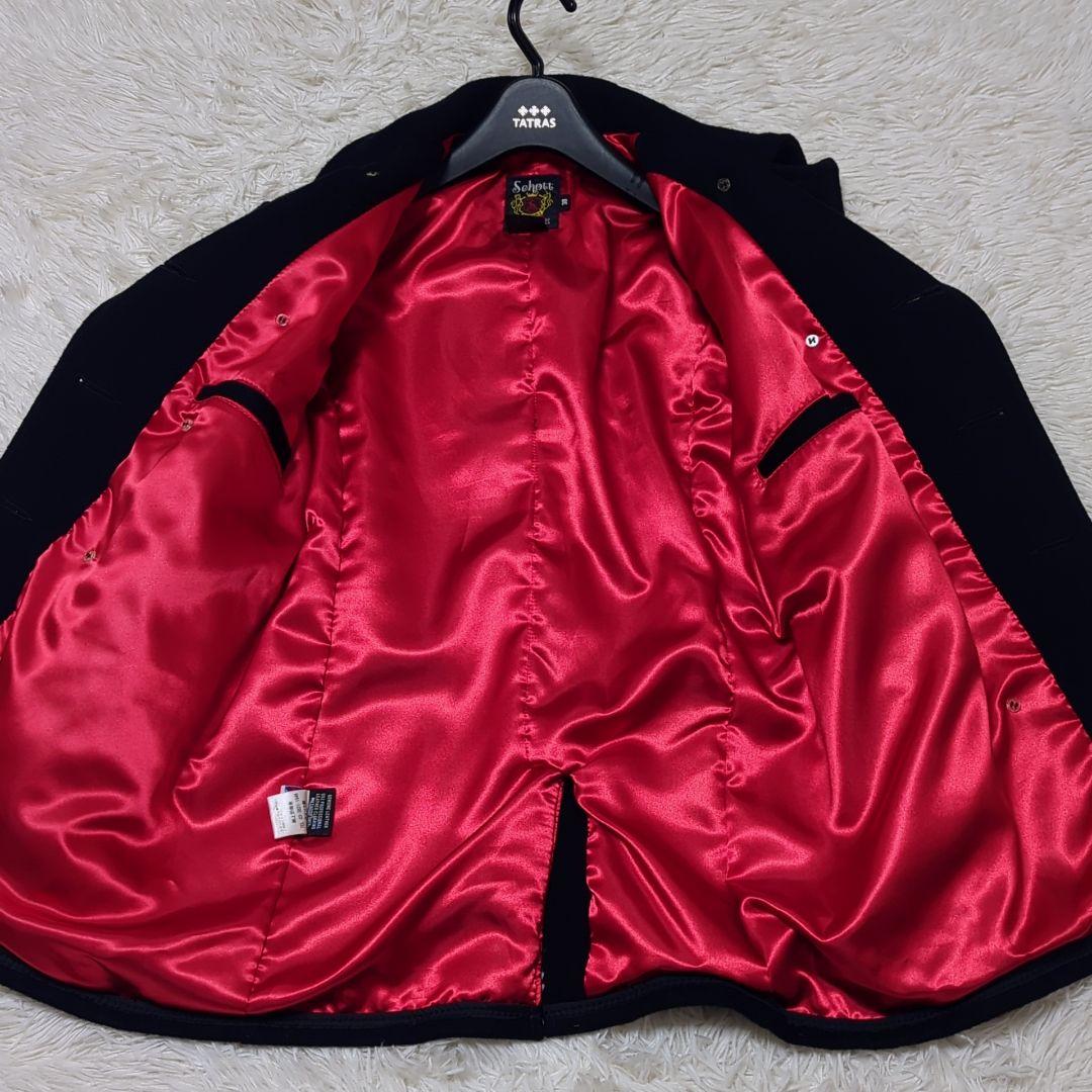 希少 美品✨ショット Pコート 黒 金ボタン レザーパイピング メルトン 38