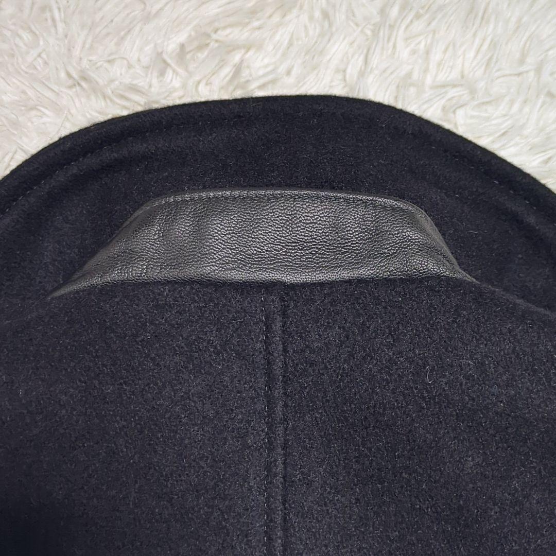 希少 美品✨ショット Pコート 黒 金ボタン レザーパイピング メルトン 38