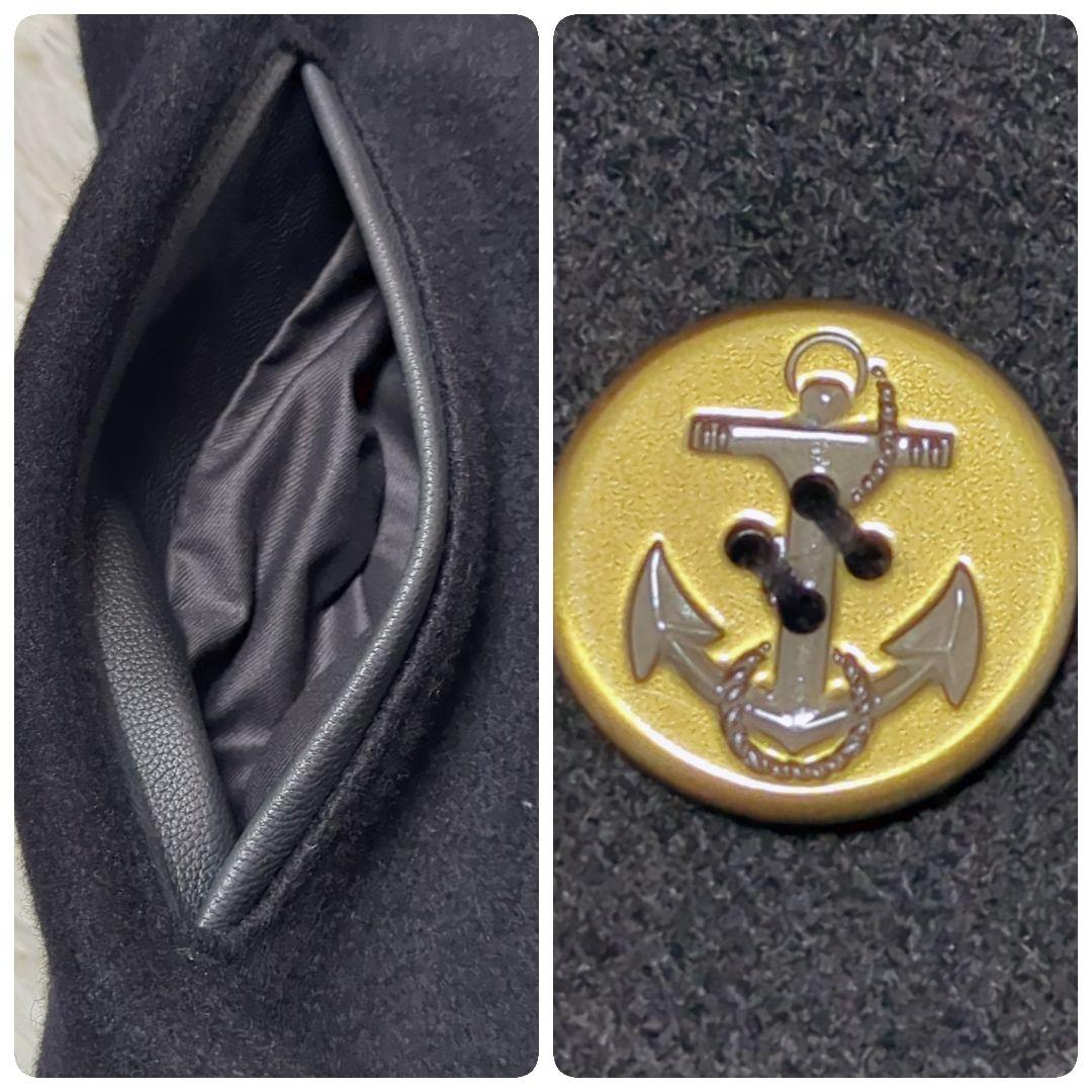 希少 美品✨ショット Pコート 黒 金ボタン レザーパイピング メルトン 38