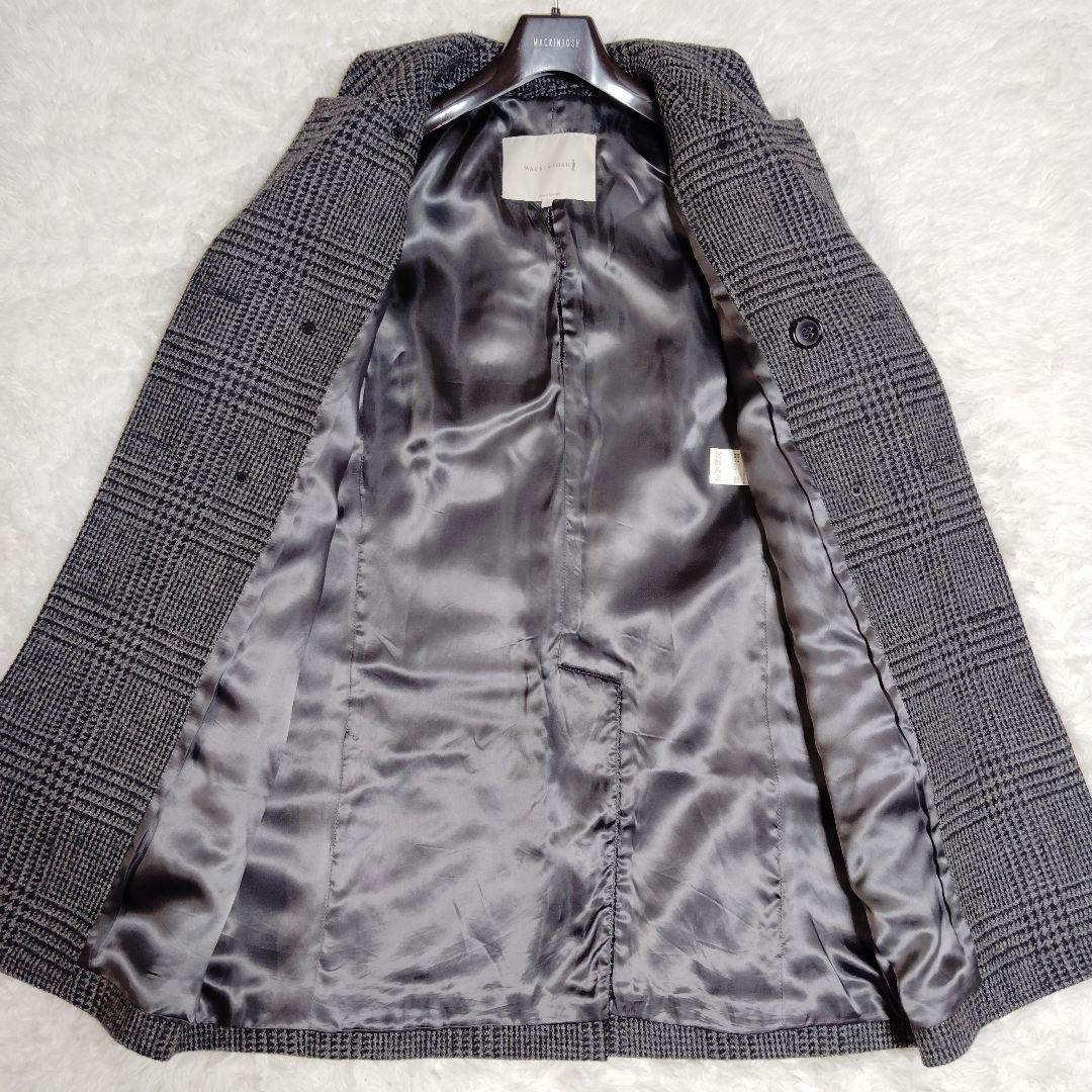 美品 マッキントッシュ グレンチェック ダブル チェスターコート 千鳥柄 38