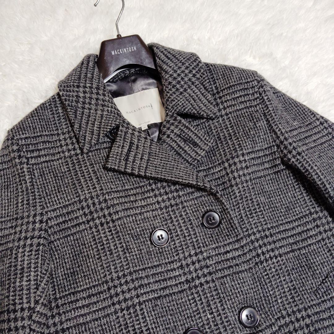 美品 マッキントッシュ グレンチェック ダブル チェスターコート 千鳥柄 38