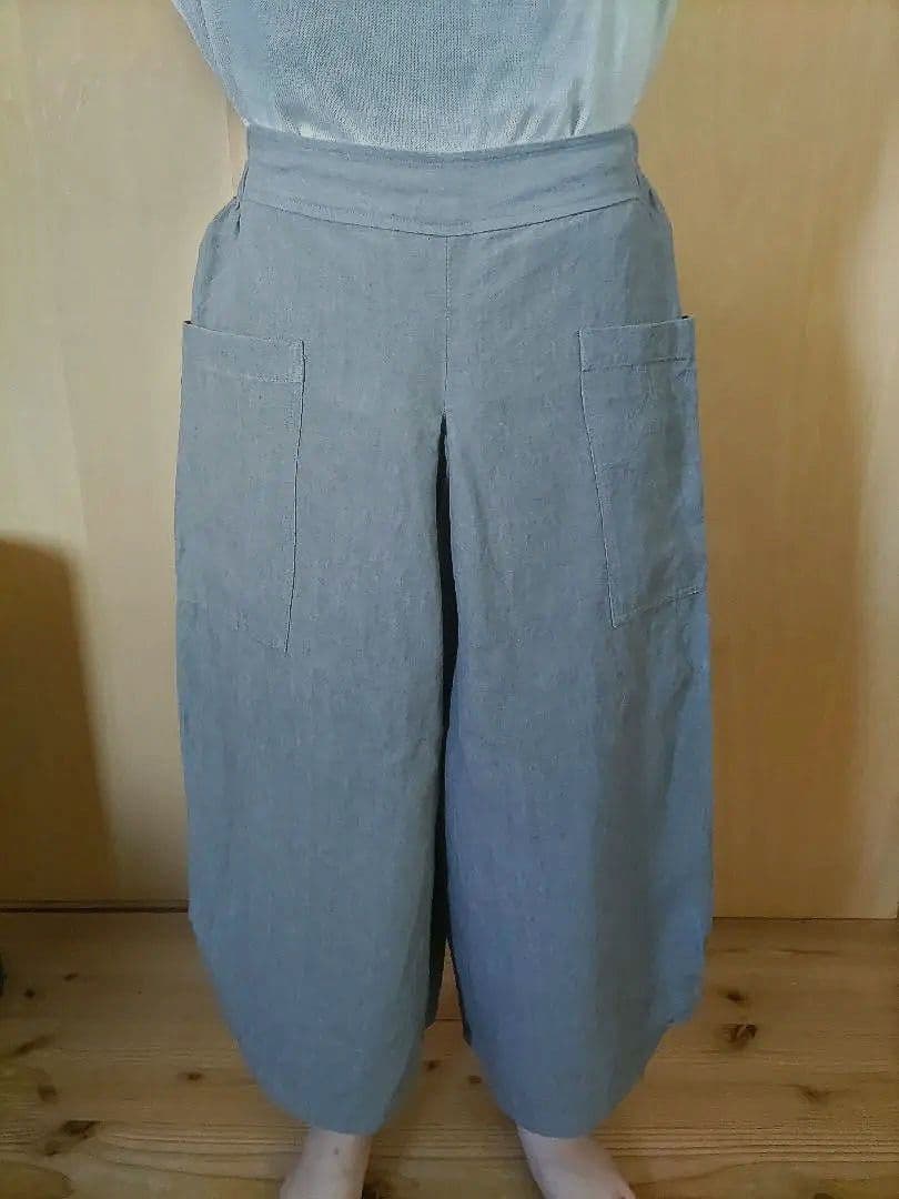 slon square linenポケット付きタックパンツ