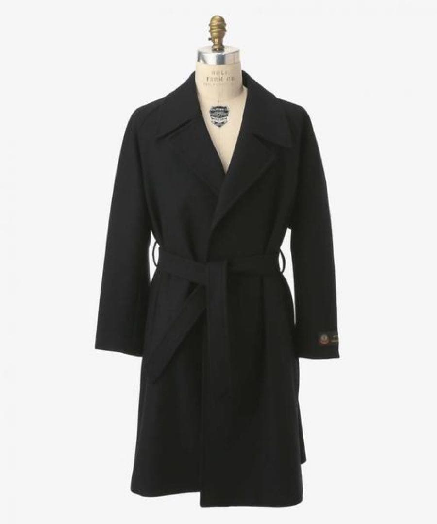 【試着程度】SOVEREIGN ソフトメルトンラップコート ブラック L