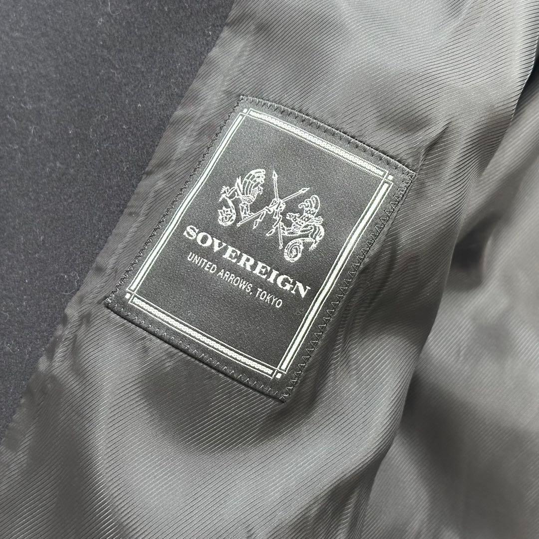 【試着程度】SOVEREIGN ソフトメルトンラップコート ブラック L