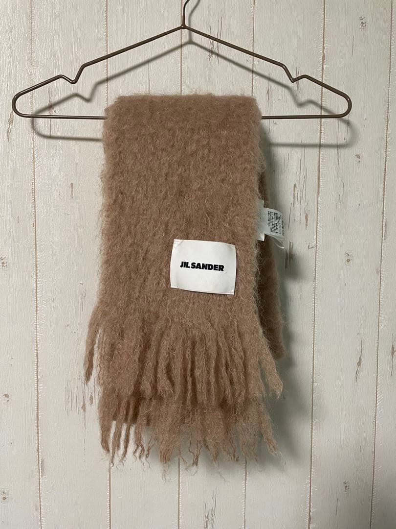 JIL SANDER ベージュ マフラー フリンジ付き