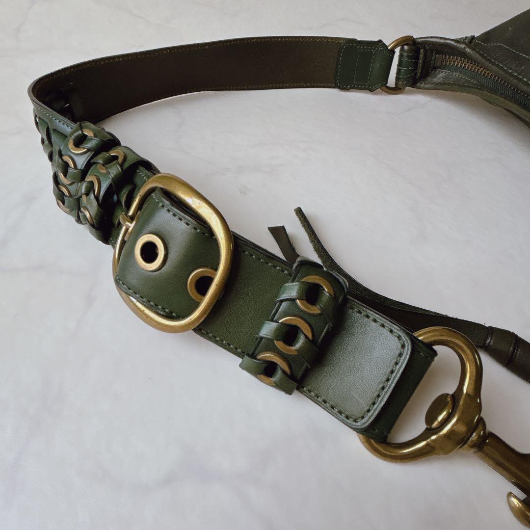 オールドコーチ グリーンレザー ブリーカー ダッフル バケツ型 ショルダーバッグ