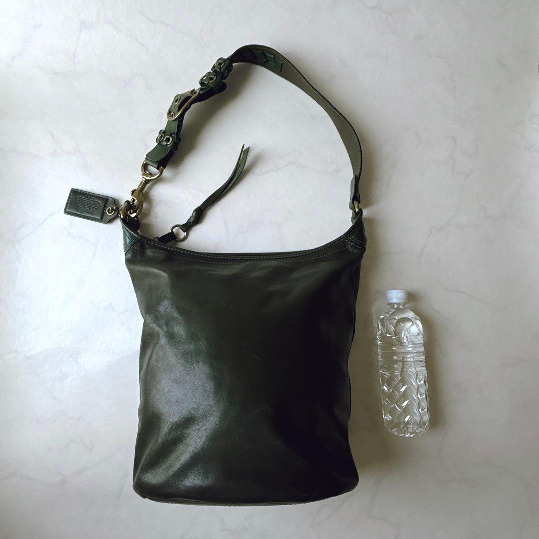 オールドコーチ グリーンレザー ブリーカー ダッフル バケツ型 ショルダーバッグ