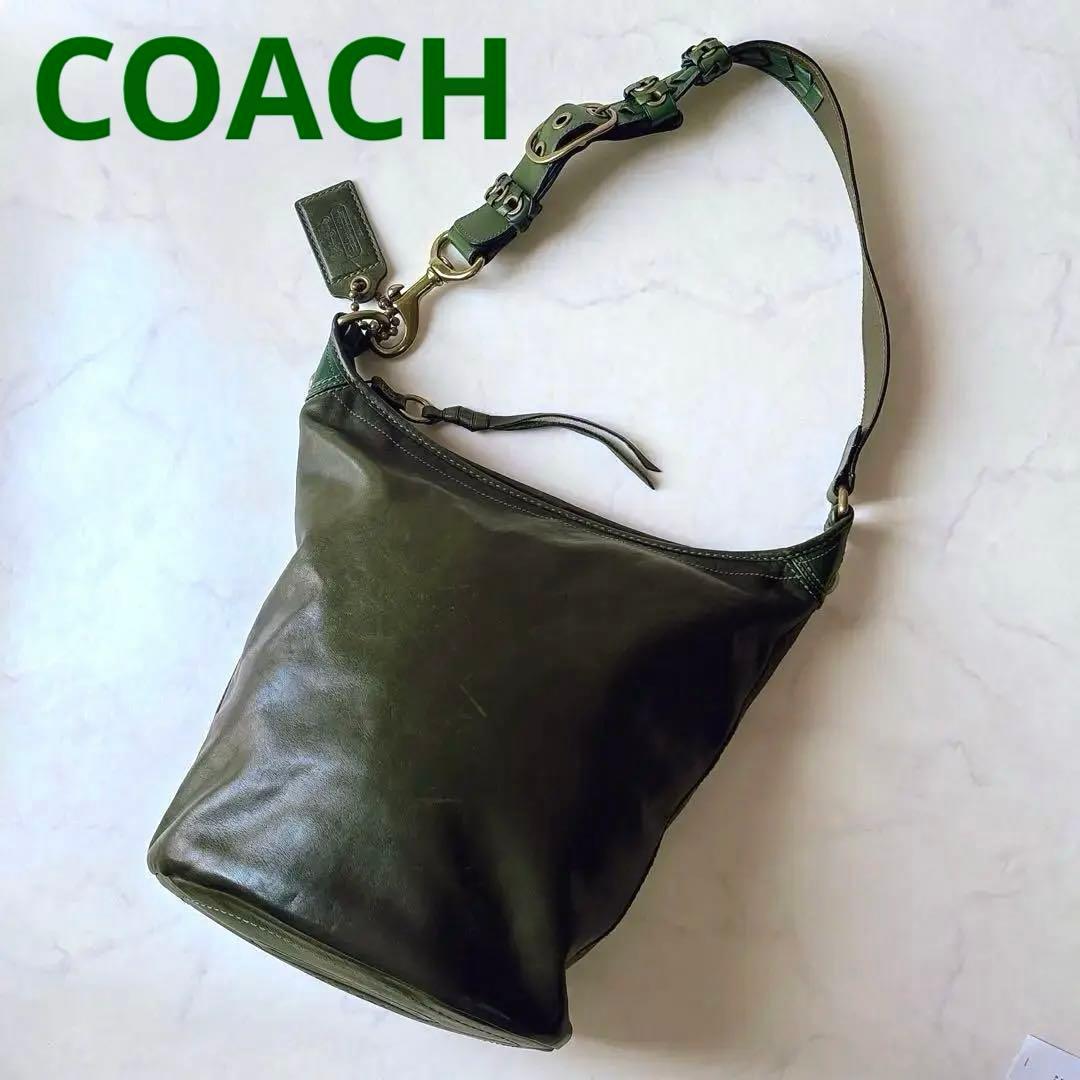 オールドコーチ グリーンレザー ブリーカー ダッフル バケツ型 ショルダーバッグ