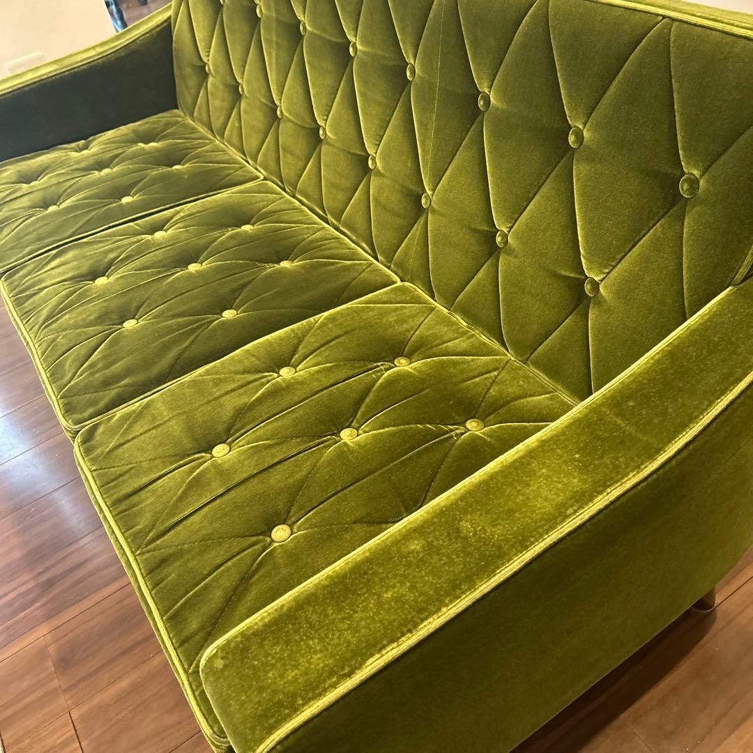 【カリモク60】ロビーチェア3シーター　モケットグリーン色