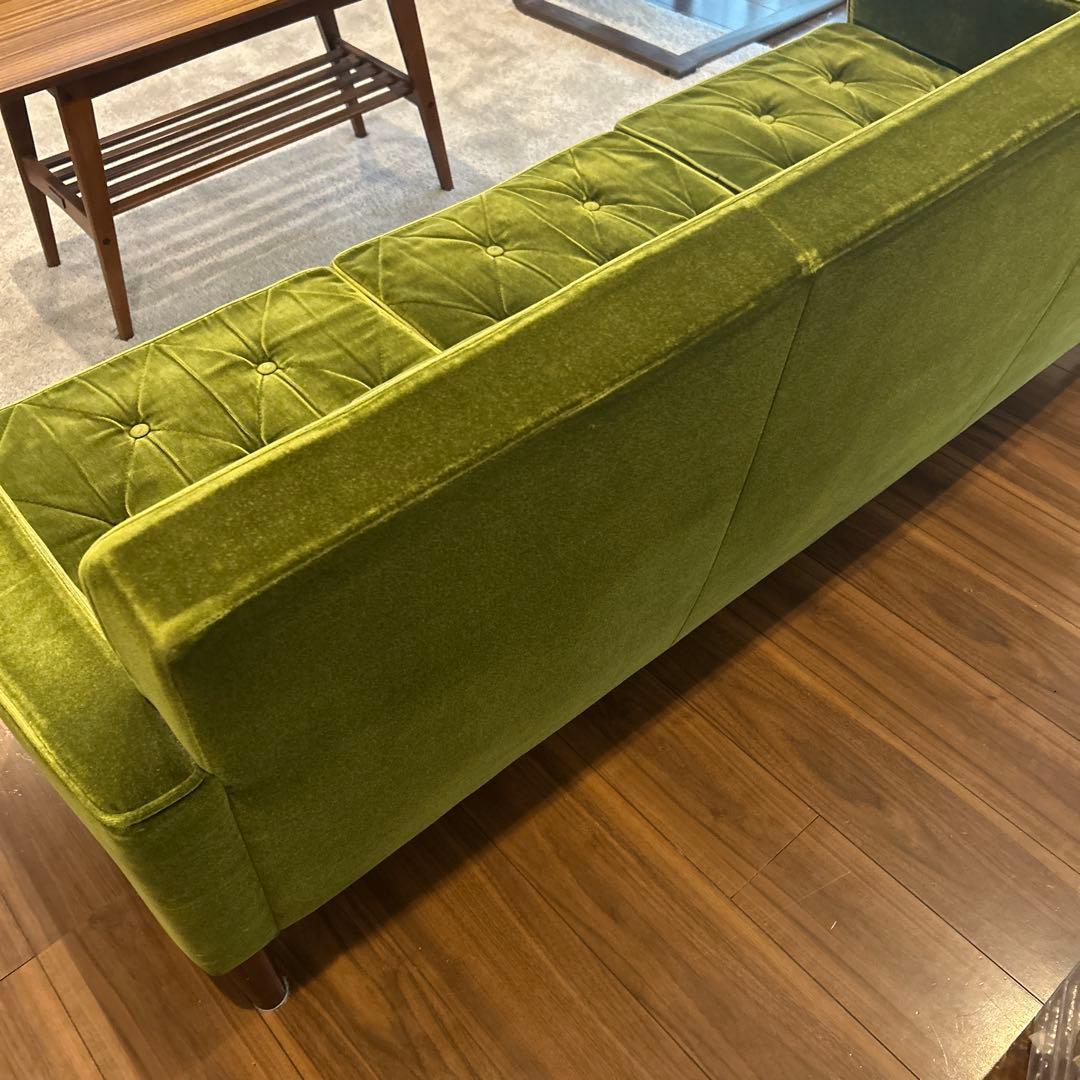 【カリモク60】ロビーチェア3シーター　モケットグリーン色