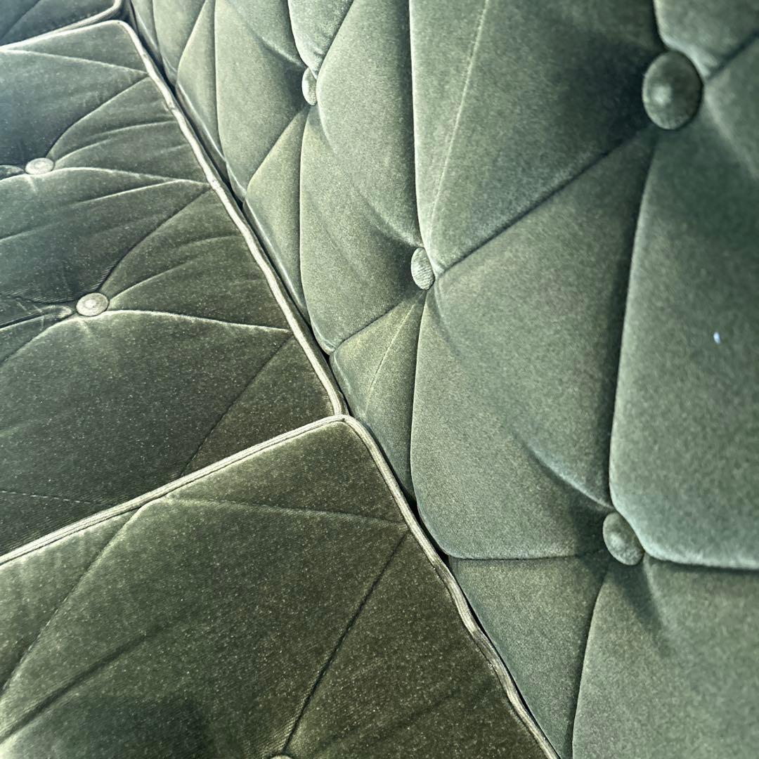 【カリモク60】ロビーチェア3シーター　モケットグリーン色