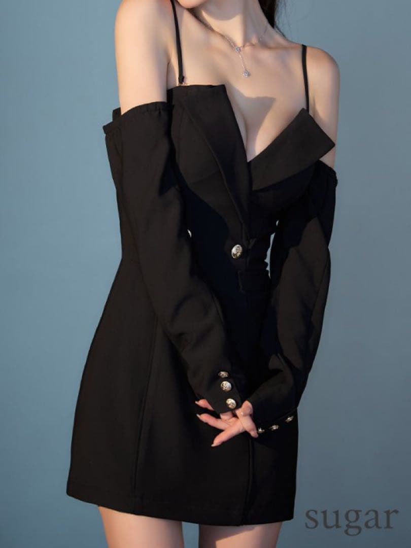 ROBE de FLEURS Glossy キャバドレス ブラック S