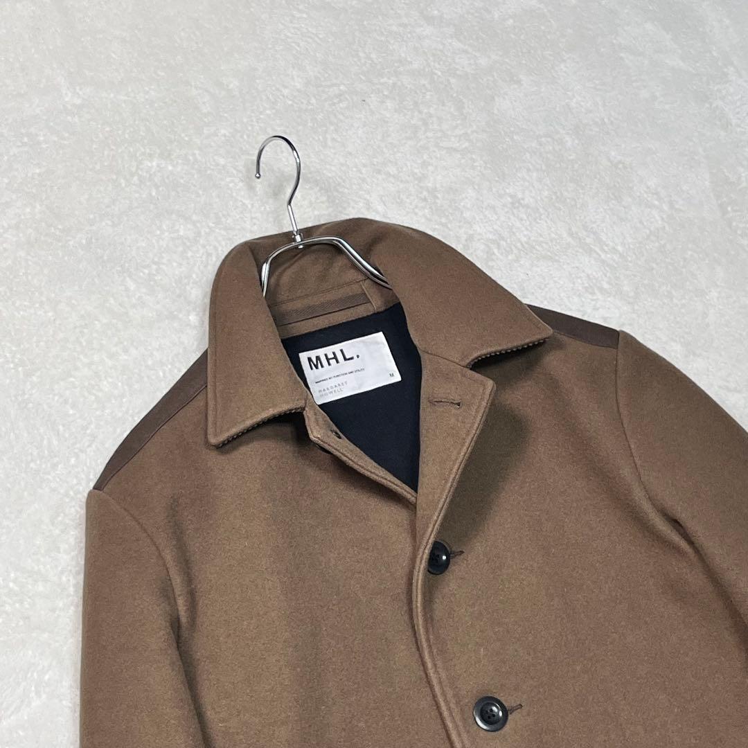 『MHL.』メルトンコート 生地切替 チンフラップ マーガレットハウエル M