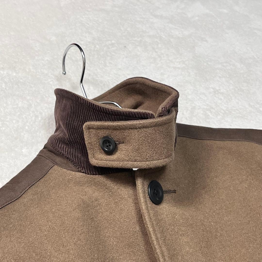 『MHL.』メルトンコート 生地切替 チンフラップ マーガレットハウエル M