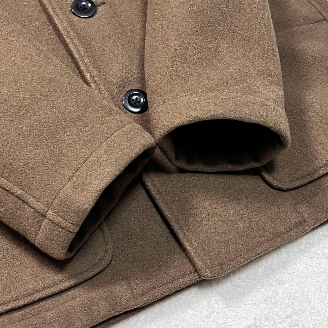 『MHL.』メルトンコート 生地切替 チンフラップ マーガレットハウエル M