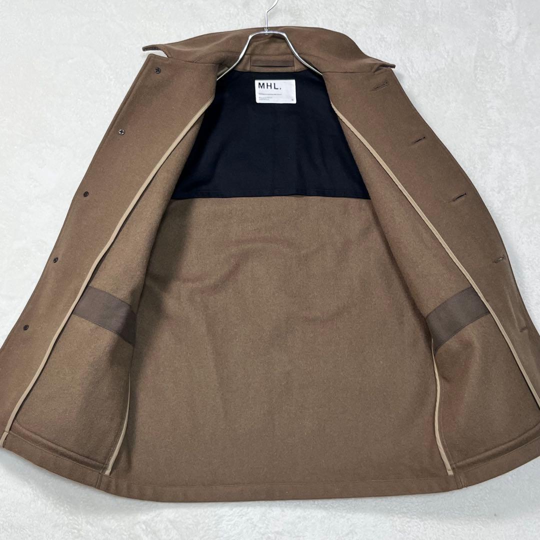 『MHL.』メルトンコート 生地切替 チンフラップ マーガレットハウエル M
