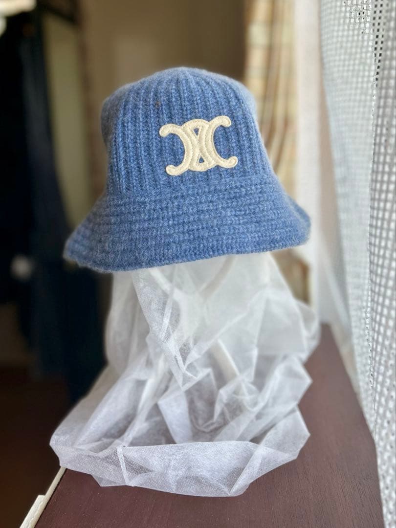 CLANE ニットバケットハット 青色