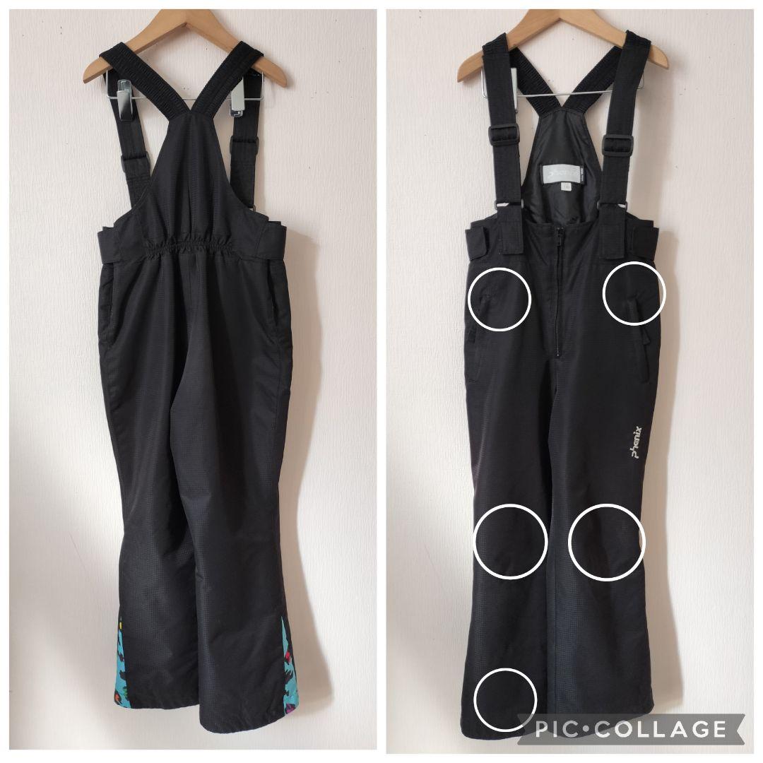 美品★Phenix スキーウェア 130 女の子♡カモフラブルー×ブラック 上下