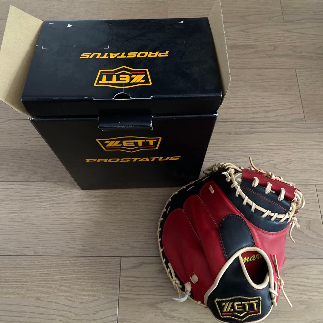 【未使用】ZETT PROSTATUS 軟式グローブ 赤黒