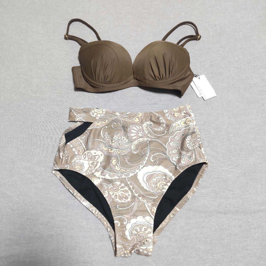 リエンダ ラッフルフリル ワイヤーカップ ビキニ 2WAY ブラウン S