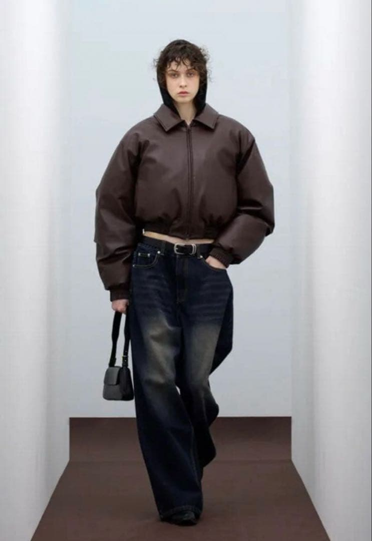 善*逸様 ダークブラウン レザー クロップドジャケット Acne Studios