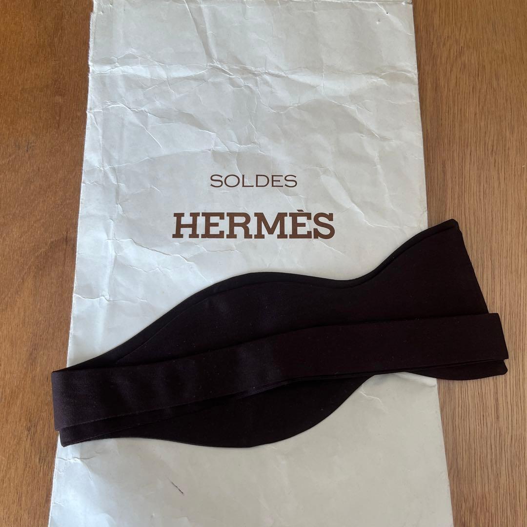 shimoyamadaHERMÈS ダークブラウン 蝶ネクタイ シルク
