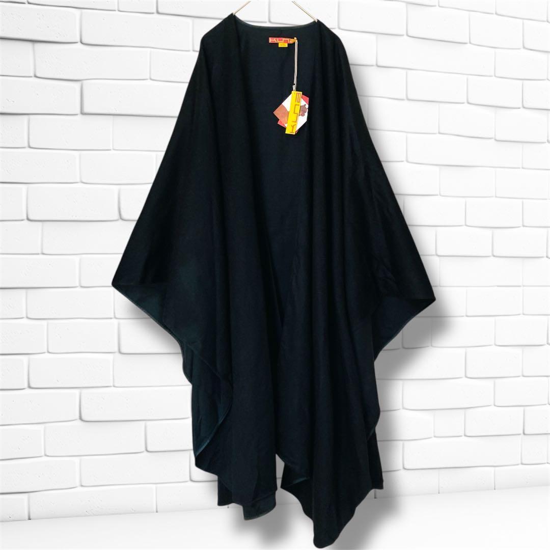 【タグ付】 KUNA クーナ ベビーアルパカ100% ポンチョ ケープ 黒