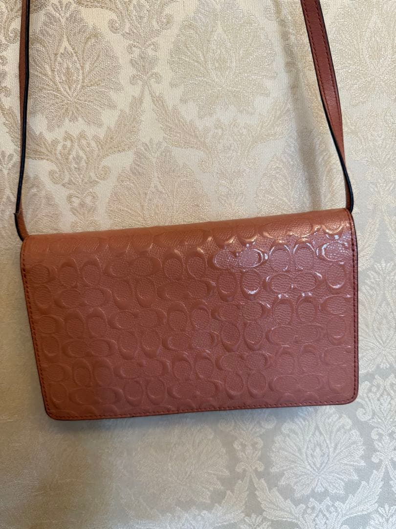 コーチ　COACH お財布ケータイ　斜め掛け　ピンクベージュ