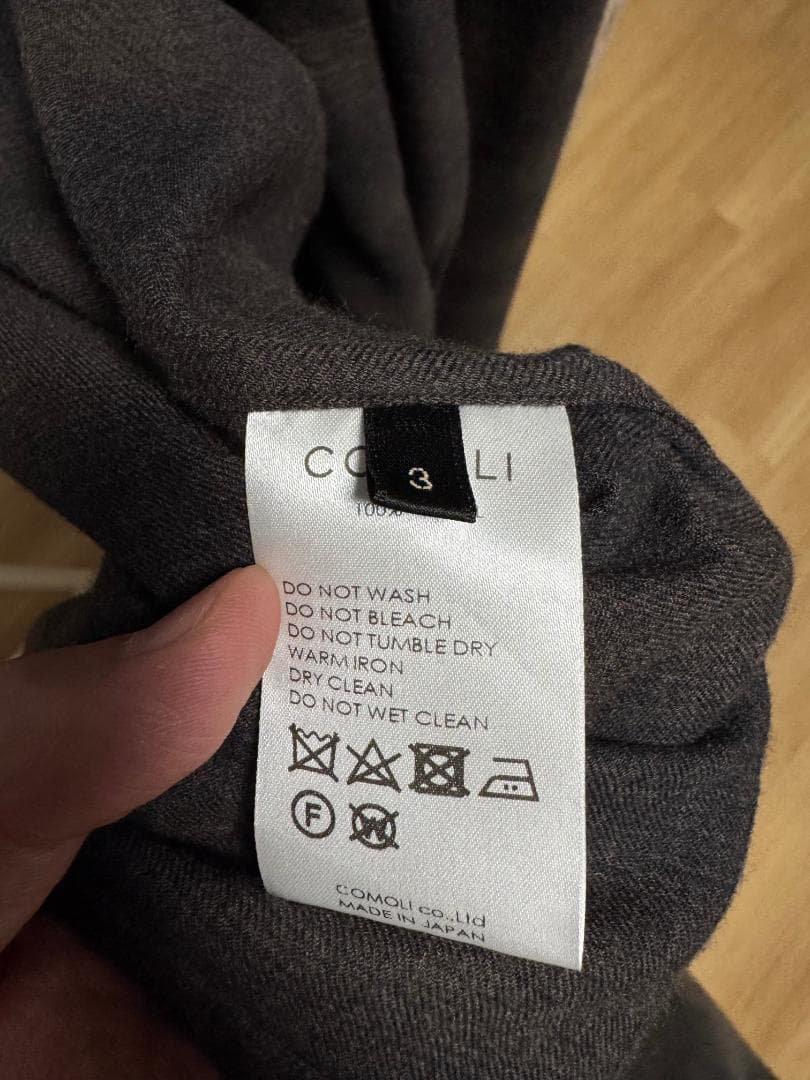 COMOLI　ウールチェックショールカラージャケット