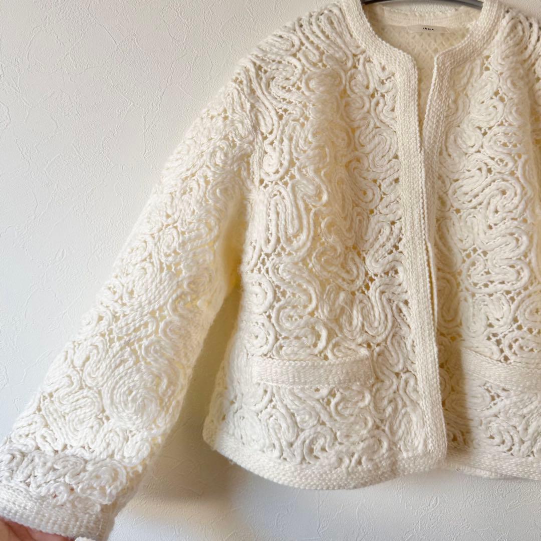 IENA 2024AW エンブロイダリーレースジャケット　ホワイト