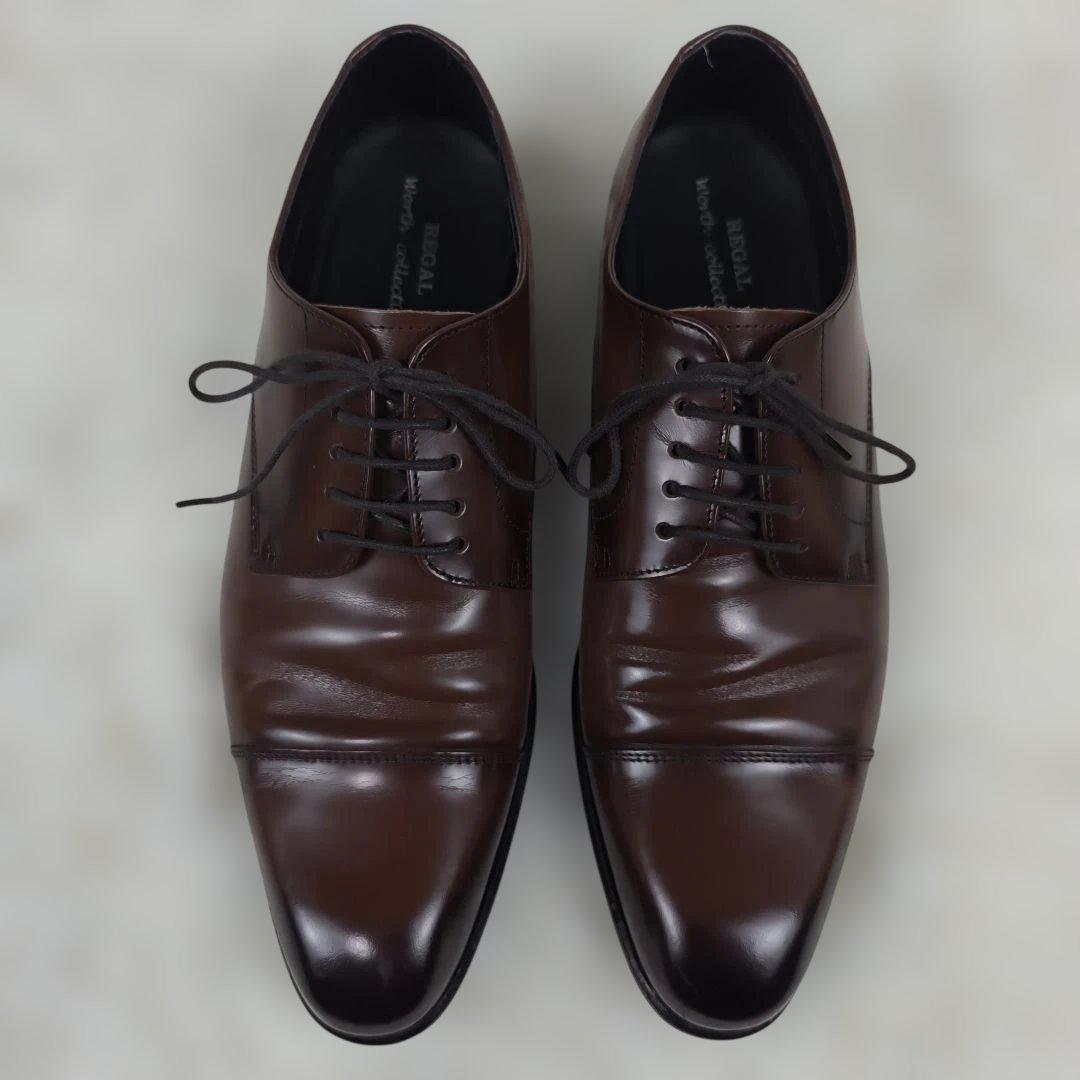 ✨極美品✨リーガル ドレスシューズ 外羽根 ストレートチップ ガラスレザー 茶色