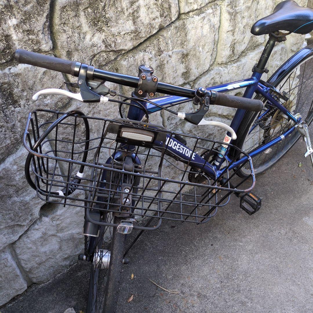ブリヂストン シティサイクル 青 前バスケット付き