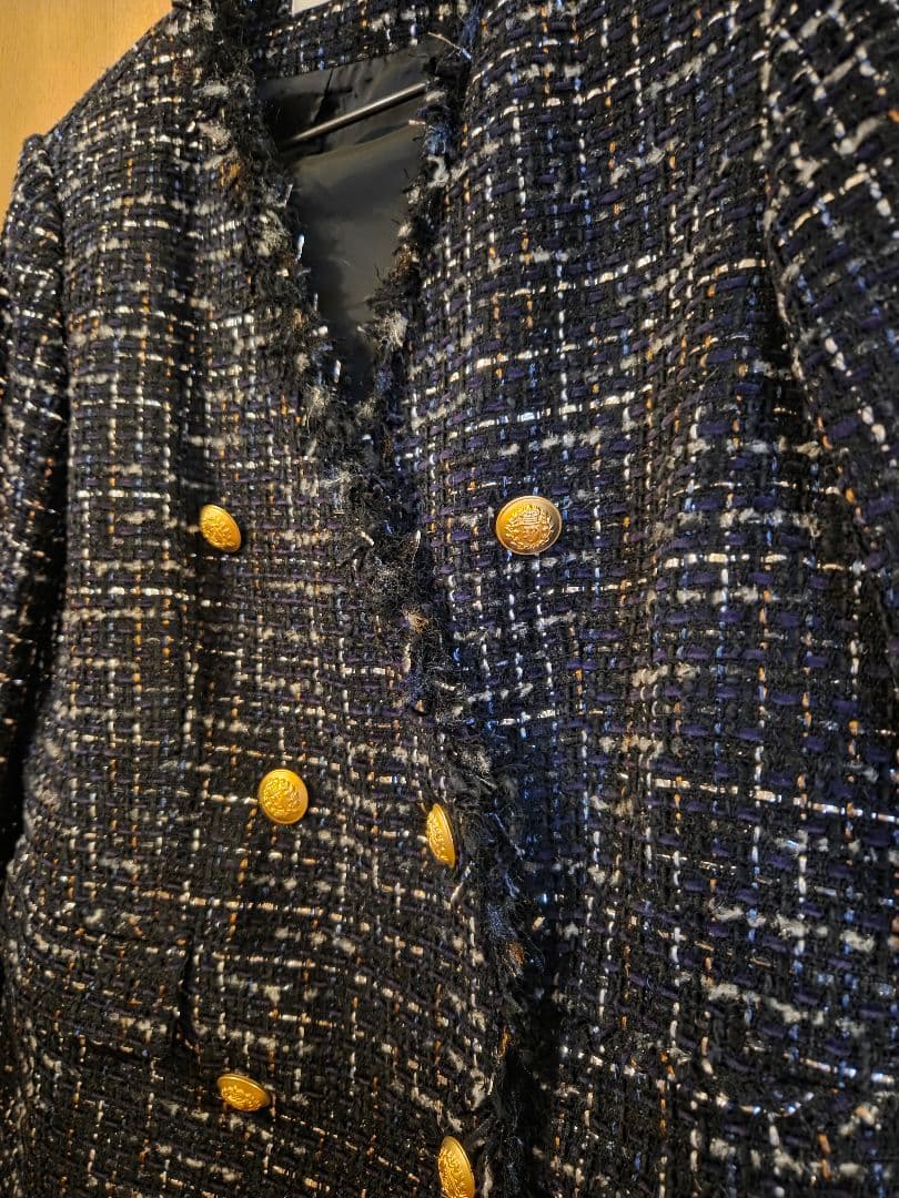 ダブルボタンツイードジャケット
