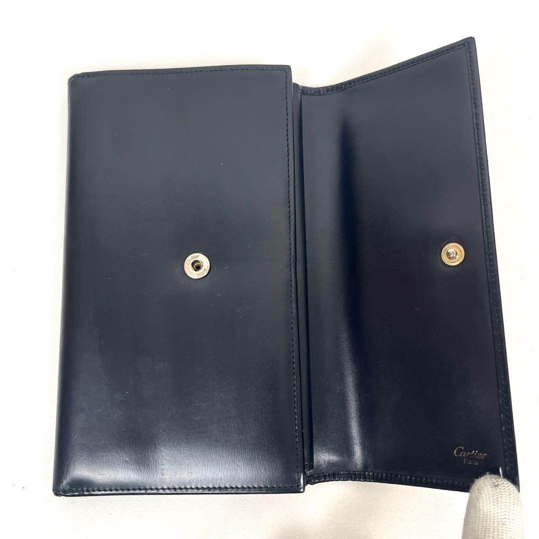 カルティエ　ゴールドパンサー　パンテール　ブラック　ミディアム　長財布　三つ折り
