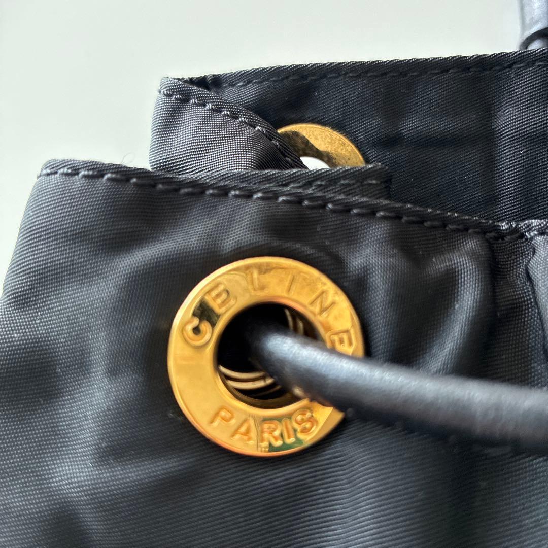 CELINE セリーヌ　黒 ドローストリング ショルダーバッグ